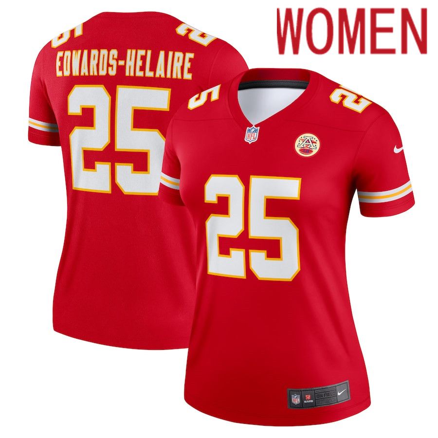 Women Kansas City Chiefs #25 Clyde Edwards-Helaire Nike Red Legend NFL Jersey->women nfl jersey->Women Jersey